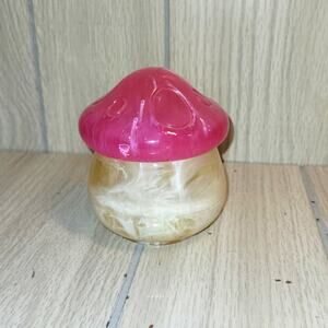 Epoxy Resin Pink and Cream Mushroom Jar Decor Stash Box Trinket Box